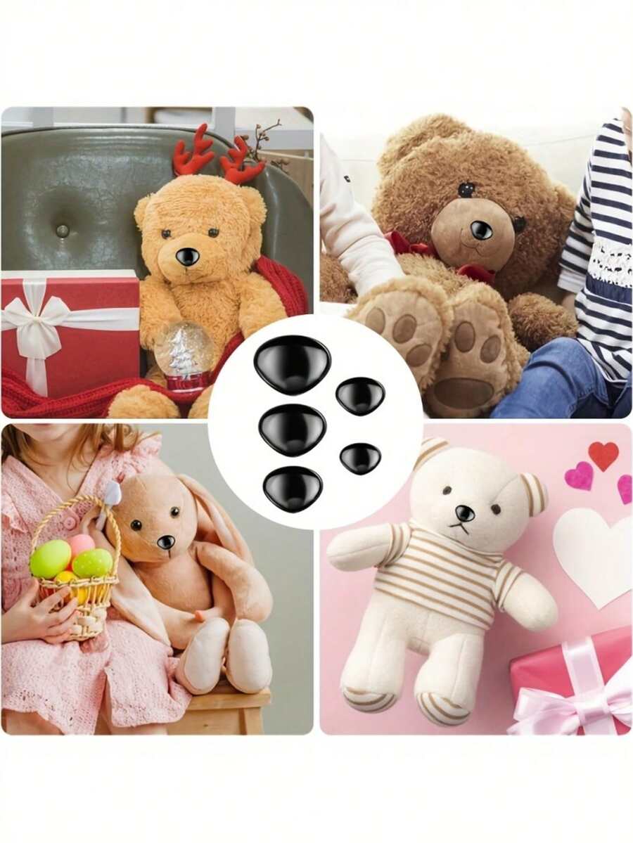 Plastic Animal Safety Nose, Woven Plastic Nose Tip, DIY Accessories, Triangular Shape, Suitable For Dolls, Doll Bears And Accessories (Black), Handmade Toy Accessories, Nose Part, Crochet Handcrafted Doll, With Ring Design, Suitable For Handicrafts, Dolls, Handmade Items | Safety Nose Design | Handmade Nose - Multicolor - View 1