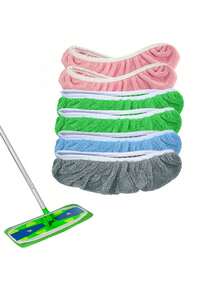 3 Reusable Mop Pads: Washable, Highly Absorbent, Suitable For Both Dry And Wet Cleaning, Green Polyester Fiber With White Edge Circular Design, Compatible With Most Flat Mops, No Mop Head Included, Efficient Floor Care Tool, Meticulous Surface Treatment, Highly Absorbent Material - Grey - View 3