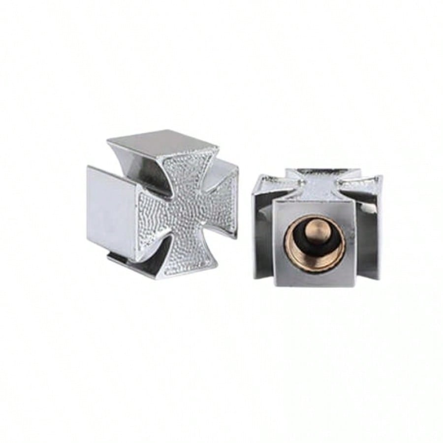 Tapones de Válvula en Forma de Cruz de Malta MT24135 - Set de 2 Piezas - Accesorio de Personalización para Auto, Moto y 