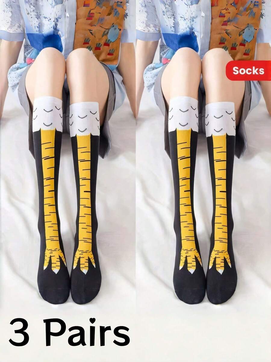 3 Pairs-Ultimate Novelty Gift - Hilarious Chicken Feet Socks, Mid-Calf Length Fun & Unusual Present For Parties, Pranks, And Animal Lovers!