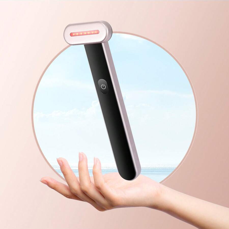 Red Light Therapy Wand For Face, 7-Color LED Facial Wand Red Light Therapy Device With Heatig Therapy| Microcurrent Vibrating Massage, Portable LED Beauty Wand For Face, Neck - Black - View 1