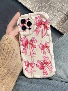 Bow-Knot Bow Tie Cream Swirl Wave Edge Beige Fashionable Minimalist Thick Anti-Drop Phone Protective Case Compatible With IPhone 17/17 Pro, 15 Pro Max, 16/16 Pro/16 Pro Max, 16 Plus, 15 XR/7/8, 15 Pro Max, 12 Pro Max, 13 Pro Max, 14 Pro Max, 13/14/11/12P/14, Phones - Multicolor - View 2