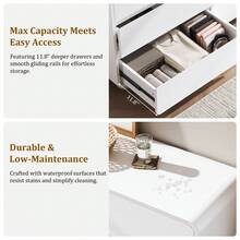 GIKPAL Dresser For Bedroom 6 Drawers, 53" Wide Wood Chests Of Drawers With Handleless & Curved Profile Design, Modern Dresser For Living Room, Entryway - 白色 - 查看 6