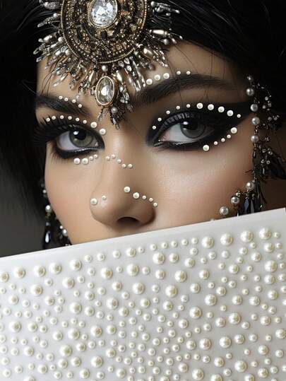 3 Pieces Of White/Red/Yellow/Gold 3D Rhinestone Stickers - Multi-Sized Round And Teardrop-Shaped Shiny Stickers, Suitable For Face, Hair, And Body - For DIY Party Makeup, Music Festival And Clothing Accessories - Exquisite Gifts, Valentine's Day Decoration Stickers