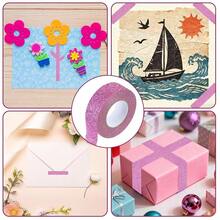 Gtziqa 0.6 Inch X 5.5 Ft Glitter Washi Tape, 3 Rolls Purple Washi Tape 1.5 Cm X 5 M Decorative Craft Tapes Se- Adhesive Art Tapes For Scrapbook DIY Craft Projects Gift Wrapping Decor - 紫色 - 查看 6