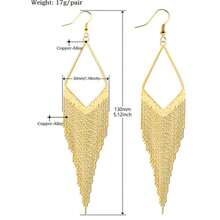 1对金色链条流苏优雅甜美吊坠耳环 - 金黃色 - 查看 6