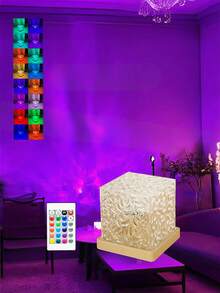 1 pieza Lámpara de onda giratoria de 16 colores, lámpara de mesita de noche para dormitorio, decoración de pared para sala de estar, iluminación ambiental para restaurante/bar, luz nocturna RGB con control remoto para dormitorio, diseño de patrón de onda giratoria, adecuado para habitación de niños, dormitorio, pasillo, regalo de cumpleaños para amigos/familia/niñas, iluminación dinámica, proyección giratoria, iluminación ambiental, decoración de habitación, lámpara - Lámpara de proyección cilíndrica - Ver 2