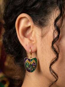 波西米亚西部风情狂欢节派对面具和耳环 - 彩色 - 查看 1