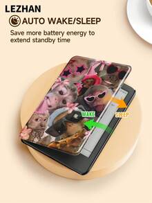 1个卡通猴子图案保护套，适用于 Kindle 2024、Kobo、Kindle NK 11/Kindle 儿童版/Kindle Paperwhite 5，电子书阅读器保护套，带自动唤醒/睡眠功能，纤薄便捷，完美贴合保护您的阅读设备，浪漫情人节礼物。 - 彩色 - 查看 4