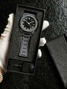 TOMI Classic Men's Student Business Matte Oil Plastic Bead Quartz Watch Set, Fashionable Men's Watch Suit Suitable For Daily Life And Holiday Gifts - Black - View 6