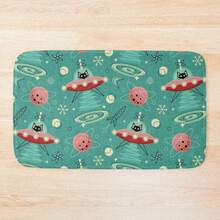 My Kitty Drives A UFO _ Atomic Space Cat _studioxtine Bath Mat Bathroom Accessories Carpet Anti Slip Mat - Black - View 1