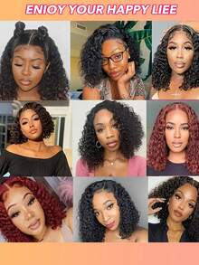 4x4 Bob Lace Front Human Hair Wigs Deep Wave 180% Density Transparent Lace Frontal Pre Plucked Human Hair Bob Wig For Women - Natural Black - View 9
