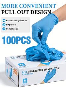 100pcs Disposable Mixed Nitrile & PVC Gloves, Rubber Synthetic Material, Household Cleaning Protection - Multicolor - View 3