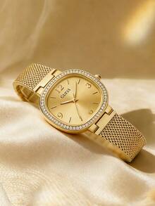 Guess 女士石英表，不锈钢表带，不锈钢表壳，石英机芯，适合日常佩戴及各种场合 GW0354L2 - 金色 - 查看 2