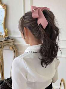 1PC Black Satin Layered Bow Barrettes - Women's Elegant Ponytail Hair Claw, Stylish Hair Accessory Ideal For Dinner Dates & Going Out - Black - View 8