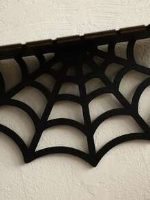 1pc Black Wooden Spider Web Pattern Floating Wall Hanging Rack, Gothic Boho Witch Style Decor Storage Display Shelf, Multi-Functional Wall Mount Suitable For Crystals, Candles, Small Decor And Halloween Decoration, Bedroom Living Room Witch Style Home Decor And Halloween Party Decoration - 彩色 - 查看 5