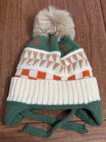 1pc Kids Knitted Beanie Hat With Fashionable Pom Pom, Unisex Windproof Warm Cap For Autumn Winter - Knitted Hat-wool Ball - View 13