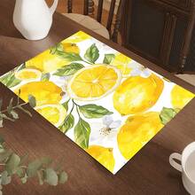 1pc Lemon Pattern Diatomaceous Earth Absorbent Drying Mat, Kitchen Countertop Drain Mat, Coffee Machine Mat, Pour Over Coffee Pot Mat, Bowl Dish Cup Drying Mat, Non-Slip Backing Heat-Resistant Kitchen Mat, Dining Table Mat, Breakfast Mat, Washing Machine Mat, Home Kitchen Dining Table Coffee Shop Bar Decor Mat, Holiday Party Housewarming Gift - Multicolor - View 2