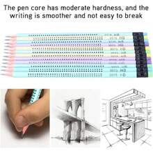 Juego de 12 Piezas Lápices con Sacapuntas, Lápiz de Madera Antideslizante Set de Rotuladores de Carboncillo Profesionales con Recambio Negro para Niños Estudiantes y Adultos,40813930 - Multicolor - Ver 5