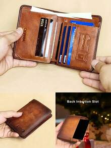 XAXRE 男士顶级真皮三折钱包，带身份证窗口，RFID 防盗刷，大容量，翻盖式身份证夹层 - 浪漫情人节男士礼物 - 真皮材质 - 适合日常使用 - 父亲节及商务人士的完美礼物