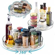 2 Pack Lazy Susan Cabinet Organizer, Plastic Rotating Round Turntable For Pantry - Transparent - View 2