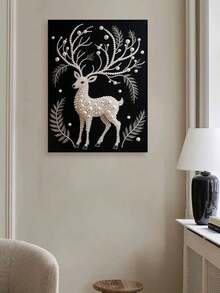 New Pearl Painting, Fantasy Elk Flower Sea Theme, Frameless DIY Handmade Sticky Diamond Creative Diamond Painting Kit, Suitable For Bedroom Decoration, Living Room Hanging Paintings, Room Decoration, Artwork, Birthday Gifts For Friends, Christmas, New Year, Valentine's Day, Holiday Gifts Full Of Novelty. - Multicolor - View 5