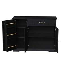 Modern And Elegant Sideboard With 3 Doors And One Drawer, Ideal For The Dining Room, Living Room And Hallway (Black) - 黑色 - 查看 8