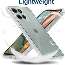 1件裝透明Moto手機殼，適用於Moto Edge50 Neo/Moto G86/Moto G24/Moto G14/Moto E14/Moto G06，防震極簡時尚純色手機保護殼，親膚不刮花，防震防塵防靜電 - 無色 - 查看 3