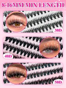 640 piezas Kit de extensión de pestañas DIY (30D+40D+50D) - Incluye pestañas postizas, pegamento, desmaquillante, pinzas, apto para profesionales y principiantes, fácil de usar en casa, set de extensión de pestañas todo en uno con pestañas, pegamento, desmaquillante y herramientas, aplica como un profesional en casa - Rosa - Ver 5