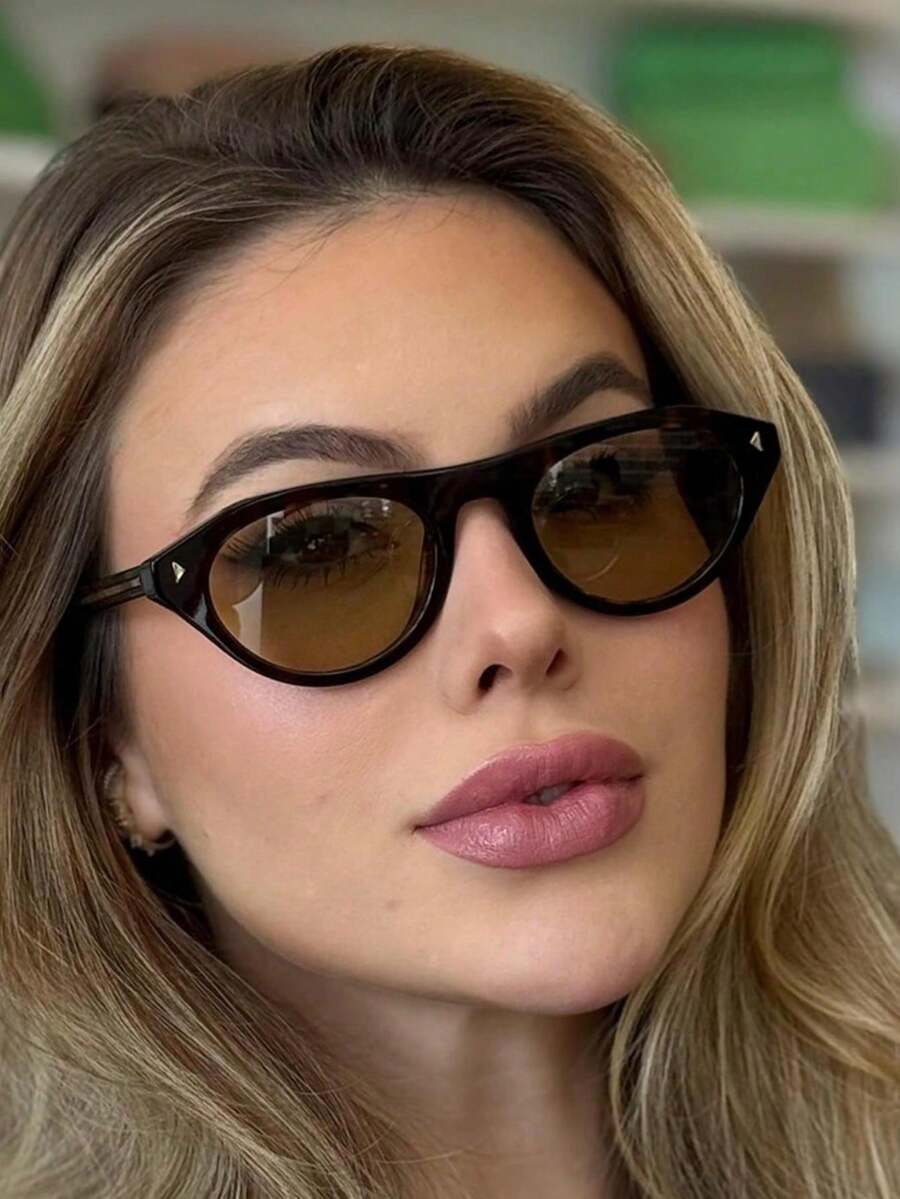 1 Pair Plastic Cat Eye Black Frame Fashion Glasses - Multicolor - View 1