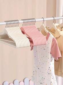 20pcs/10pcs Set 11.61 Inch Children's Hangers, Non-Slip Multi-Functional Baby Flocked Plastic Seamless Hangers, Suitable For Valentine's Day - Multicolor - View 4