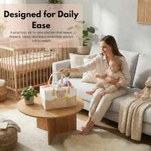 1个毛毡妈妈包卡通婴儿户外旅行收纳袋，可收纳尿布、玩具、奶瓶、奶粉、纸巾和湿巾