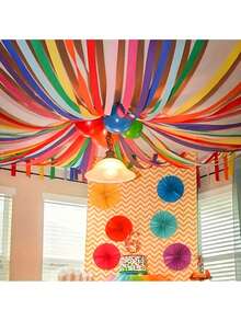 6 bucăți de panglici crep vibrante în diverse culori, fiecare cu o lungime de 10 metri - perfecte pentru petreceri curcubeu, decorațiuni festive, zile de naștere, nunți, Crăciun, Halloween, Ziua Recunoștinței și cadouri de Paște, precum și sărbători de Anul Nou - Multicolor - Vizualizare 5