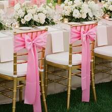 9pcs Satin Chair Back Decoration Ribbon Bow Tie, Wedding Party Birthday Event Decor (Pink) - Multicolor - View 7