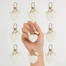 18/30颗-6/10套仿珍珠心形钥匙扣套装，派对礼物，宾客纪念品，手提包挂件，车钥匙吊坠，适合婚礼、生日、节日、周年纪念日、情人节礼物 - 彩色 - 查看 6
