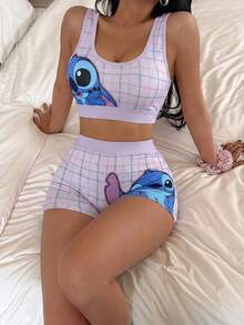 Disney 2pcs Women Sports Bra Set With Padded, Cute & Sexy, Soft & Skin-Friendly - Multicolor - View 2