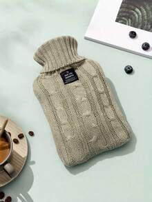 1pc 1000ml/2000ml Pink Khaki Smoke Gray Knitted Hot Water Bag With Water Injection For Foot And Stomach Warming And Hot Compress - Multicolor - View 9