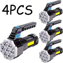 1/2/4件組 USB可充電LED手電筒，7合1 COB工作燈附底座，USB供電附不鏽鋼夾，含充電線，180度旋轉燈頭，LED電池指示燈，支援USB反向輸出，便攜露營夾燈，工業燈附磁吸底座，強光束，適用於緊急使用、露營、釣魚、維修、建築、居家照明緊急燈，聖誕節、萬聖節、復活節、情人節、節日禮物，戶外照明緊急燈 - 7LED-手電筒 - 查看 14