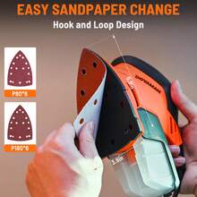 DOVAMAN Detail Sander, 1.1Amp Electric Sander W/Micro-Filter Dust Box, Aluminum Fan Blade, Copper Motor, Max No-Load Speed 12,000 RPM, 12PCS(80P/180P) Sanderpapers For Wood, Plastic, Metal - US A Type Plug(110-127V) - View 6