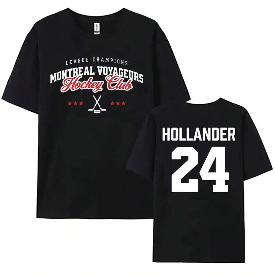 24 Hollander Montreal Voyageurs Merch Tee Hot TV Heated Rivalry T-Shirt Unisex Streetwear Women Men - 黑色 - 查看 1
