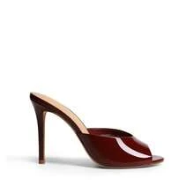 Women High Heels Stiletto Mule Sandals, Sexy Peep Toe Slip On Sandals For Party Dressy Prom Wedding Casual Wearing - 酒紅色 - 查看 7