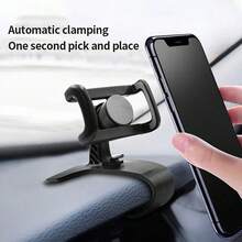 Adjustable Automobile Phone Cradles 1PC Universal Swivel Dashboard Cell Phone Holder 360 Degree Adjustable Car Holder Clip Easy Installation Compact Design Compatible With IPhone Android Phone Birthday Family Friends Car Accessories Car Phone Holder Valentine's Day Gift Birthday Gift - Black - View 9