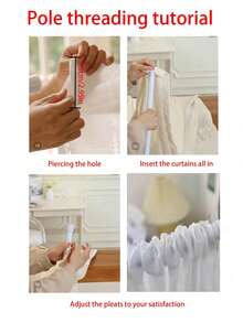 1件复古格子半透明窗帘，带法式荷叶边下摆，适用于卧室、阳台、房间隔断 - 彩色 - 查看 2