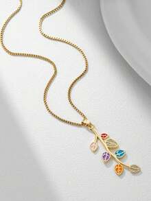 قلادة بشكل ورقة ذهبية قطعة واحدة، أنيقة وعصرية، مناسبة للاستخدام الخارجي والهدايا والارتداء اليومي (تغليف بأكياس OPP) - ذهبي أصفر - مشاهدة 5