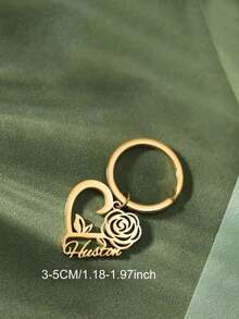 Customized Heart-Shaped Rose Letter Stainless Steel Keychain, Fashion Backpack Pendant, Car Key Chain, Daily Gift, Anniversary Gift, Valentine's Day Gift - Style 4 - View 5