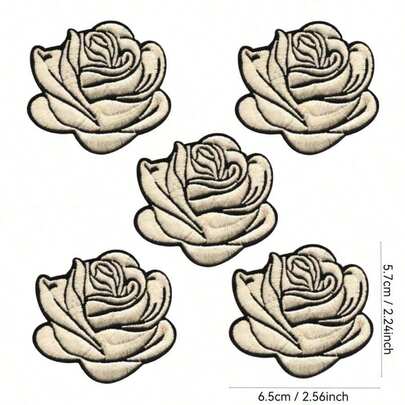 5pcs Roses Decals Flowers Clothing Accessories Embroidered Applique Iron On Patches For Jackets, Sew On Patches For Clothing Backpacks Jeans T-Shirt KA4A