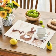 1/4/6 Pcs Easter Egg Rabbit Pattern Placemats, Linen Dining Table Mats With Colorful Egg Rabbit Design, Washable Printed Tablemats, Surface Protection Pads, Ideal Decoration For Holiday Kitchen And Family Gatherings - Multicolor - View 6
