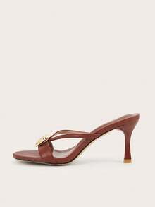 Sandal cao gót xỏ ngón thoải mái, đính đá lấp lánh, kiểu dáng thời trang mới năm 2025 dành cho nữ. - màu nâu - Xem 3
