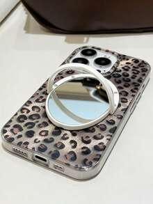 1pc Fashionable Leopard Print Mirror Phone Case Compatible With IPhone 11/12/13/14/15/16 Pro/17 Pro Max, Glowing Full Coverage Protective Case, Valentine's Day Gift - Brown - View 5