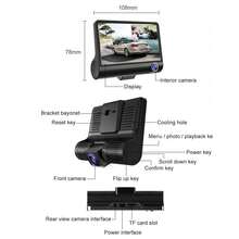 ONEEKA Grabadora de conducción de automóviles de alta definición con múltiples lentes, imagen de marcha atrás de gran angular de 1080P de alta definición del automóvil frente al automóvil, DVR de video oculto de tres lentes con visión nocturna de 1080P de alta definición - negro - Ver 7